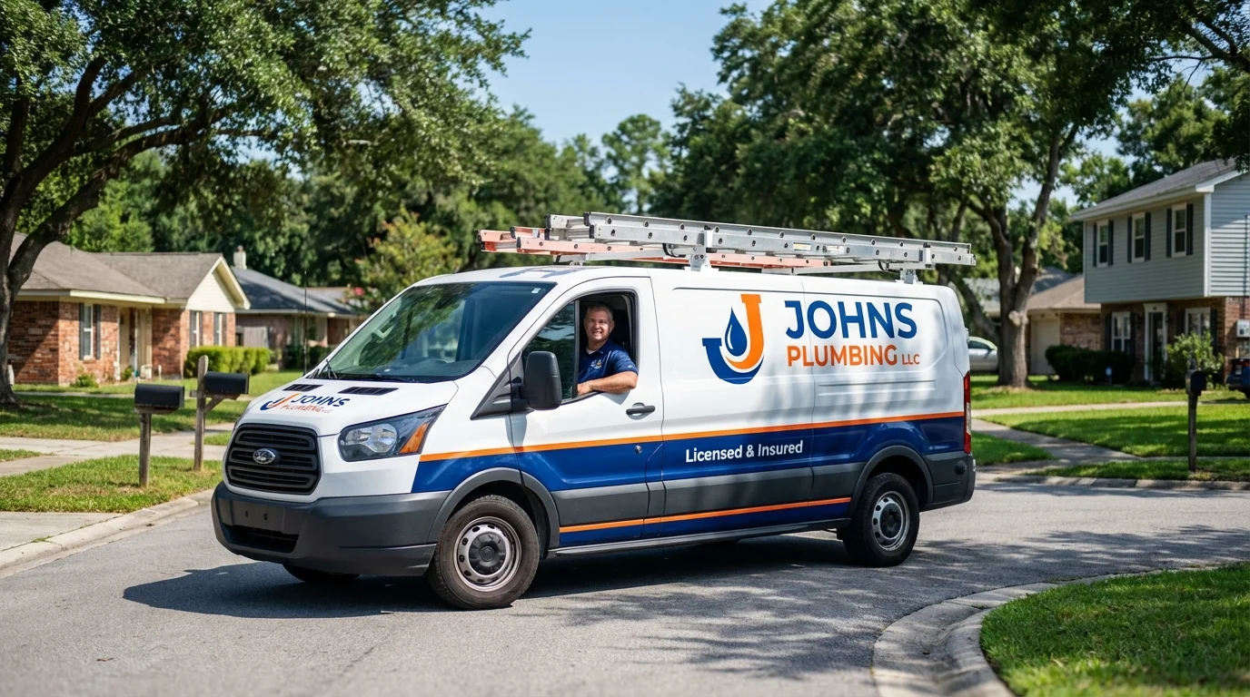 Johns Plumbing LLC service van in Hales Corners, WI