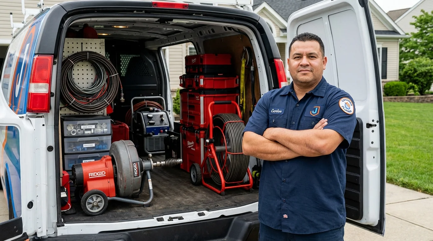 Professional drain cleaning equipment and Johns Plumbing LLC plumber in Hales Corners