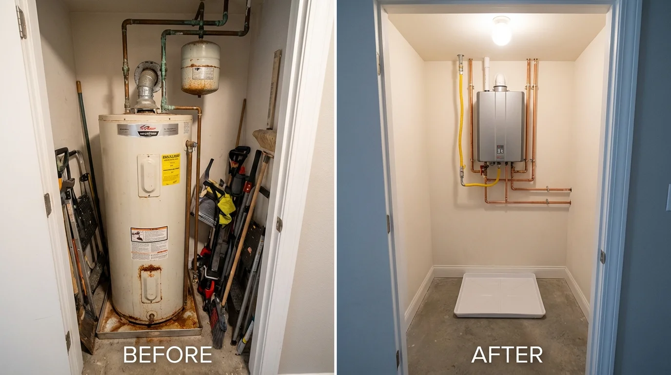 Tank water heater versus wall-mounted tankless unit comparison for Hales Corners, WI homeowners